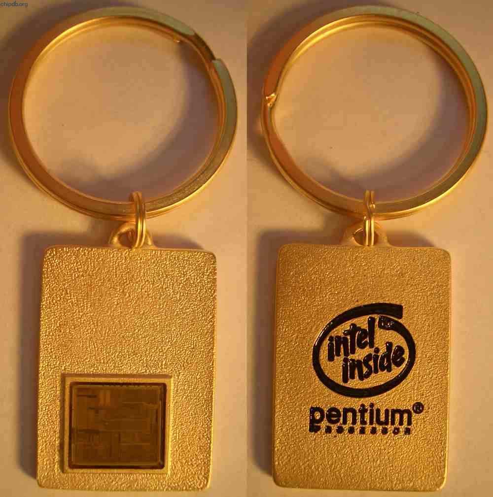 Intel Pentium gold rectangle keychain