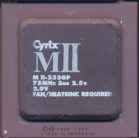 Cyrix MII-233GP blacktop 75MHz bus