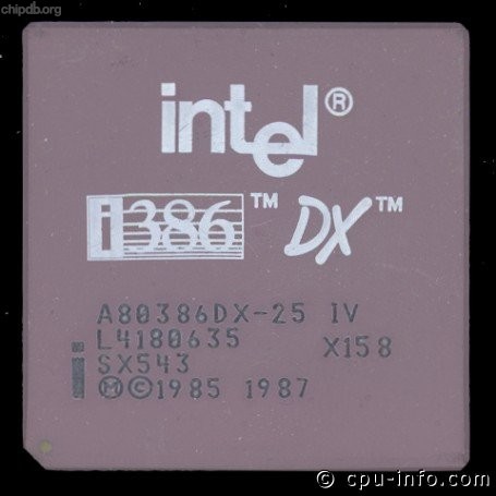 Intel A80386DX-25 IV SX543 X158