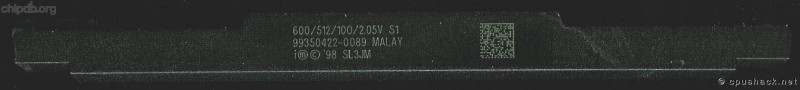 Intel Pentium III 600/512/100/2.05V SL3JM