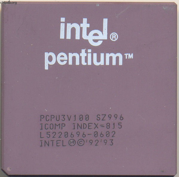 Intel Pentium PCPU3V100 SZ996 PENTIUM (TM)