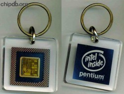 Intel keychain Pentium lucite blue